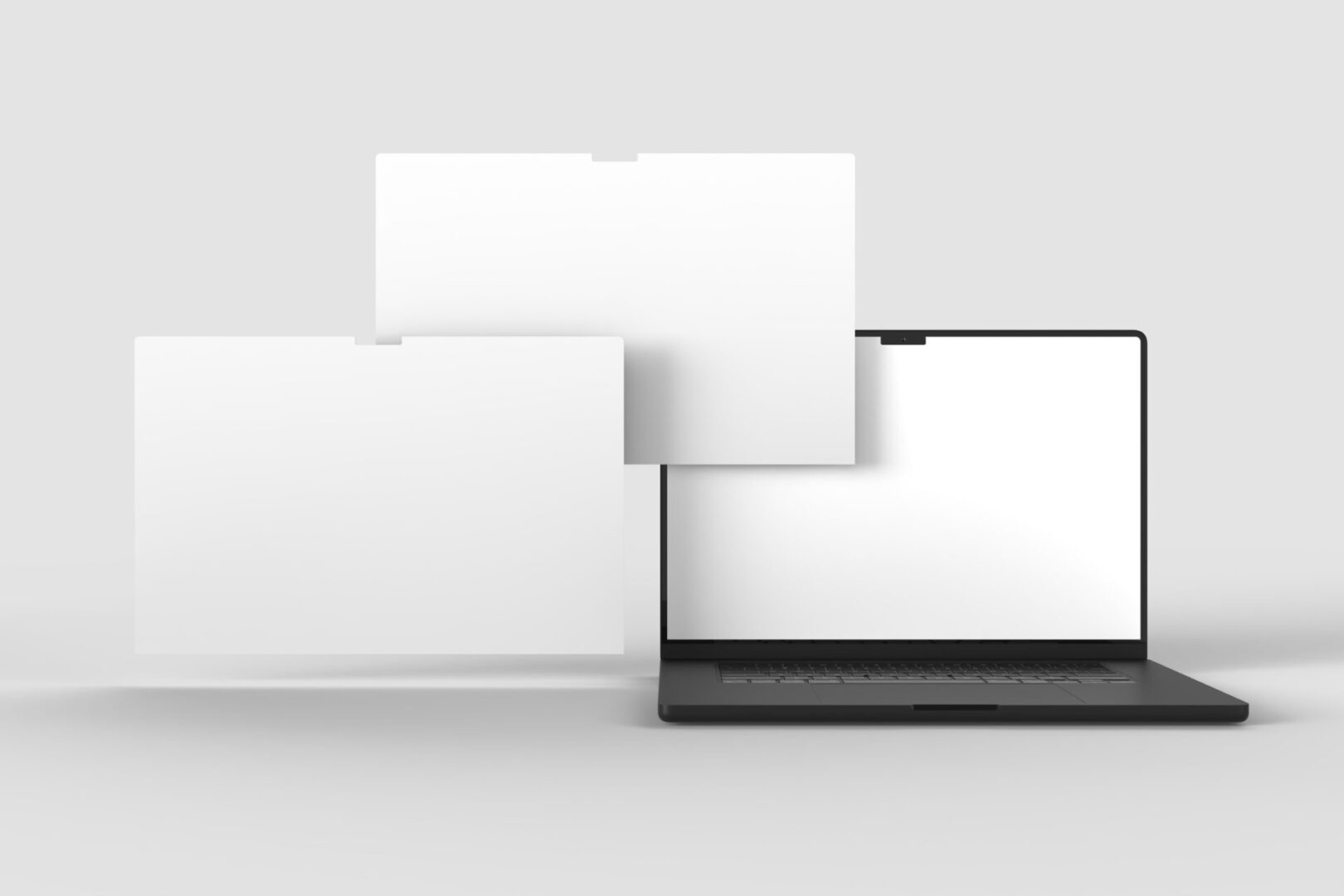 Modern Laptop Screen Website Mockup. Showcase websites, apps, or browser interfaces. Blank frame, isolated on white. Perfect for homepage, presentation, business layout for responsive design preview
